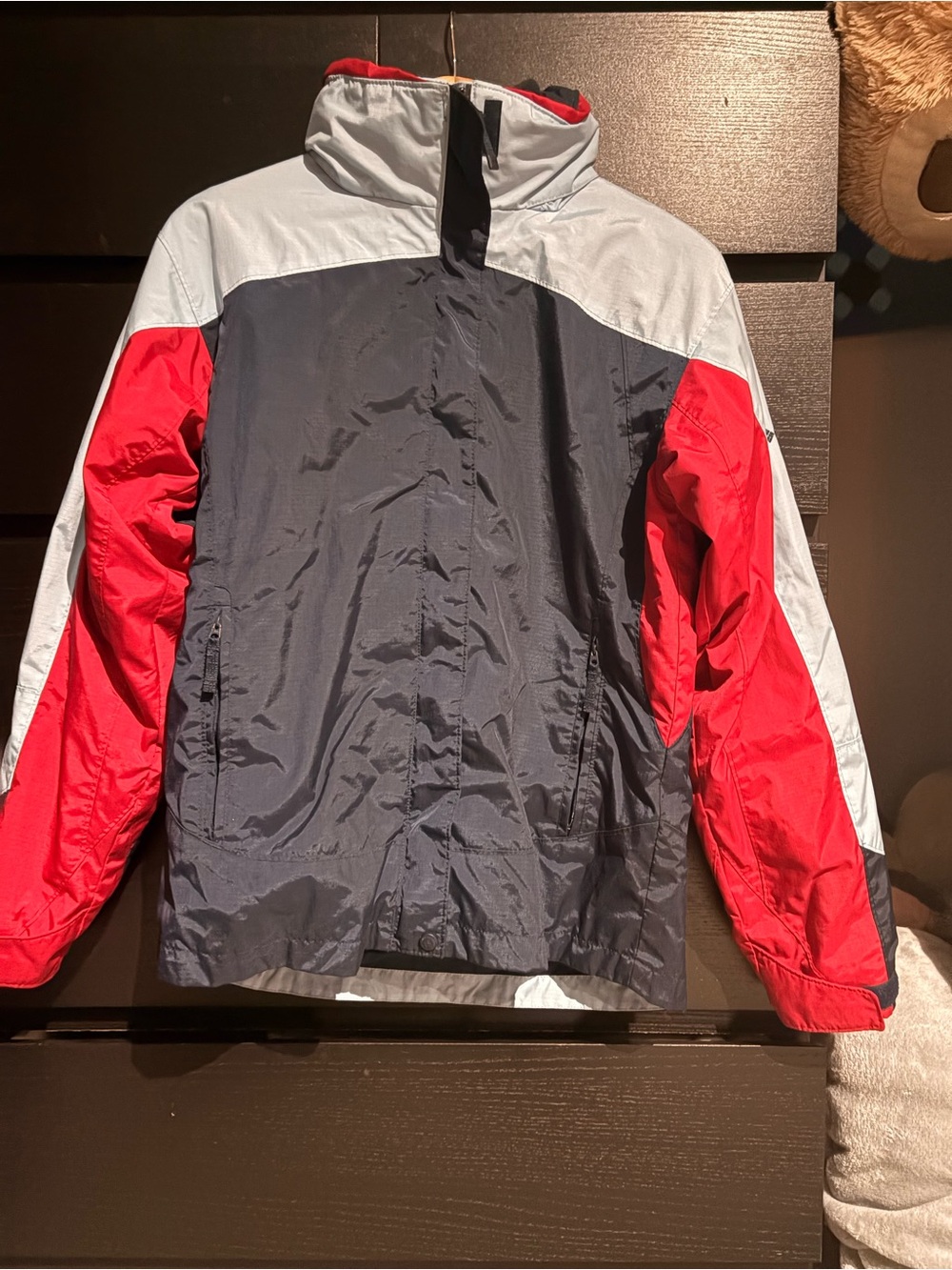 Columbia Red, Navy & Light Gray Colorblock Ski Jacket